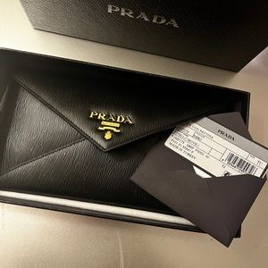 Prada envelop wallet/ clutch w/ box and verification card